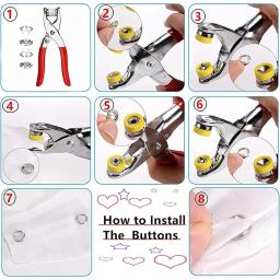 50/100 conjuntos de botões de pressão de metal com alicate de fixação ferramenta de imprensa colorido garra botão perfurador ilhó kit para diy artesanato roupas costura - Image 4