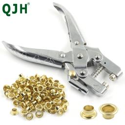 Qjh 101 peças kit de alicate de ilhó de ferramenta de dupla finalidade, kit de prensa manual de ilhó/perfurador portátil para couro/cinto/sapatos/pano - Image 1