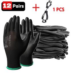 Luvas de segurança ultrafinas com grampos de luva, aderência superior para renovação, jardinagem, limpeza, montagem DIY, reparo, 12 pares - Image 1