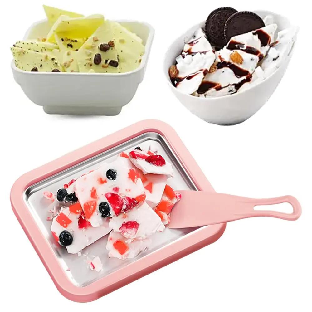 Multifuncional Ice Cream Maker Pan, prato de comida, durável laminado, DIY caseiro, gelado de iogurte congelado, ferramenta de cozinha, frio, doce, frito - Image 1