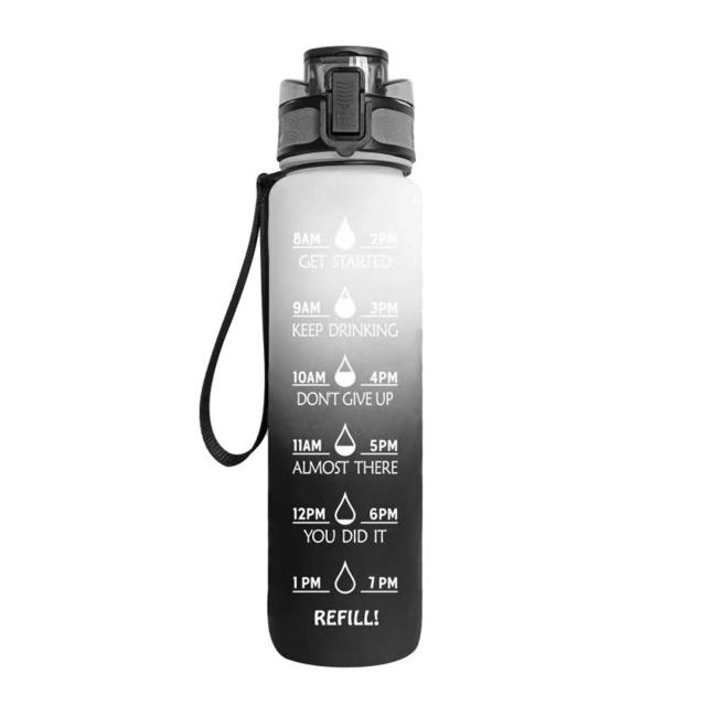 Garrafa de Água Esportiva Time Maker 1L com Copo de Palha, À Prova de Vazamento e Sem BPA, Ideal para Atividades Externas