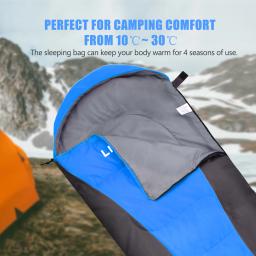 Lixada-4-Season Saco de dormir para adultos, quente, impermeável, camping, caminhadas, viagens, ao ar livre, aventura, inverno - Image 5