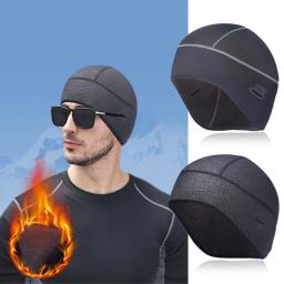 Boné de ciclismo de inverno com óculos para homens Tampão de crânio térmico à prova de vento, forro do capacete, corrida, esqui - Image 5