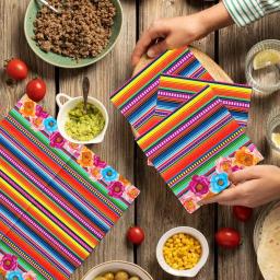 Guardanapos estilo mexicano para adultos, decoração de festas mexicanas, festa temática descartável, colorido brilhante, guardanapo listrado, 40 peças - Image 4