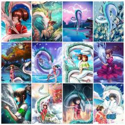 Novo 2023 pintura de diamante 5d diy anime dragão branco e menina cheia diamante mosaico arte bordado kits ponto cruz decoração da sua casa - Image 1
