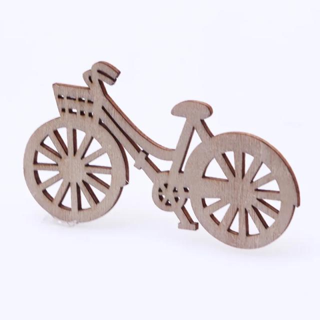 Miniaturas de Bicicletas de Madeira para Artesanato e Decoração de Jardim - Conjunto com 10 Peças para Scrapbooking e Fadas Gnomos