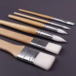 Pincéis De Tinta De Madeira Set para Artista, Kit De Pintura Acrílica, Tela De Aquarela De Óleo, DIY Artes Artesanato Suprimentos, 6Pcs - Image 3