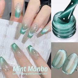 Nascido bonito hortelã cor verde gato gel magnético unha polonês brilho brilho gel varnis semi permanente 10ml para verão manicure diy - Image 1