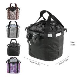 Cestos práticos para bicicletas, fácil instalação, cesta frontal impermeável elegante, flor preta e branca - Image 6