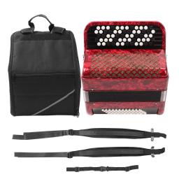 Acordeão educativo para crianças, instrumento musical com alças, teclado vermelho, 60 botões graves, 62 teclas - Image 1