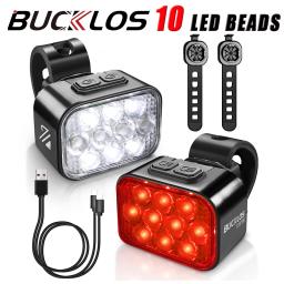 Bucklos luz traseira da bicicleta luz dianteira 1100mah led cob à prova dwaterproof água lâmpada usb recarregável mtb estrada luzes traseiras peças da bicicleta - Image 1