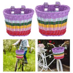 Cesta frontal com alças ajustáveis para crianças, cesta de bicicleta tecida para crianças, decoração de bicicleta para meninos e meninas, ciclismo de rua - Image 3