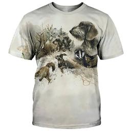 Camisetas estampadas para cães de caça masculinas, gola redonda, manga curta, tops gráficos para animais selvagens, camisetas casuais masculinas, camiseta de harajuku, verão - Image 6