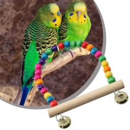 Brinquedo de balanço para pássaros, gaiola de papagaio, poleiro natural com contas de plástico, conjunto de brinquedos para pássaros, brinquedos de treinamento de mastigação, balanço, suprimentos para pássaros - Image 3
