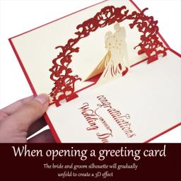 Cartão De Casamento 3D Pop Up Com Envelope, Dia Dos Namorados, Aniversário, Presente De Casamento - Image 5