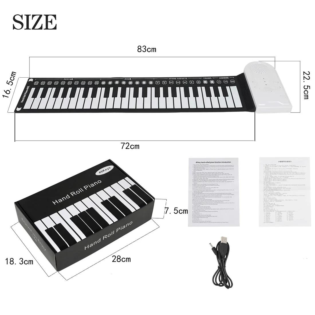Irin 49 teclas piano eletrônico mão enrolar piano silicone teclado portátil instrumento musical dobrável iniciando órgão eletrônico - Image 1