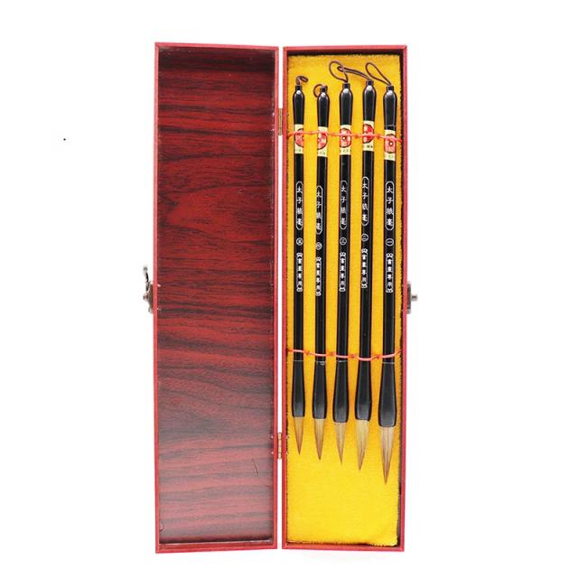 Escova de Cabelo Lobo: Kit com 5 Caixas de Presentes para Iniciantes em Caligrafia e Pintura - Artigos de Papelaria Práticos e Especiais