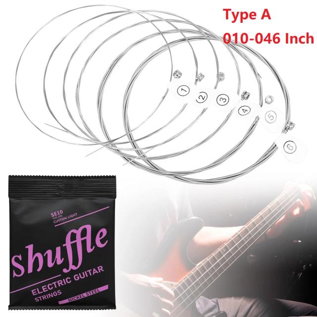 Cordas de guitarra elétrica anti-ferrugem de aço carbono e níquel - Conjunto com 6 peças