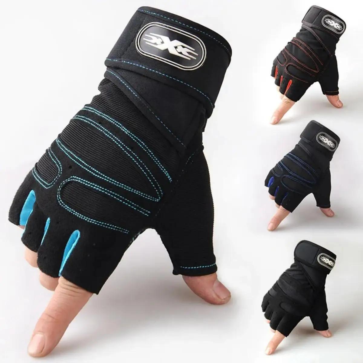 Luvas de ginástica para homens e mulheres, levantamento de peso, pulseira, musculação, treinamento, esportes, exercício, ciclismo, à prova de choque - Image 1