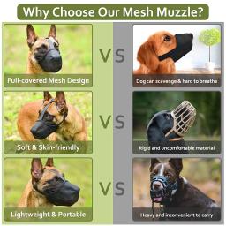 Ajustável respirável Pet Dog Muzzles, tampa da boca, Anti Bark, mordida malha, máscara para cães - Image 4