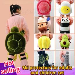 Equipamento de proteção de esqui para adultos e crianças, placa simples e dupla, patinação dos desenhos animados, joelheiras anti-queda, cotoveleiras, almofadas de bunda, terno - Image 1