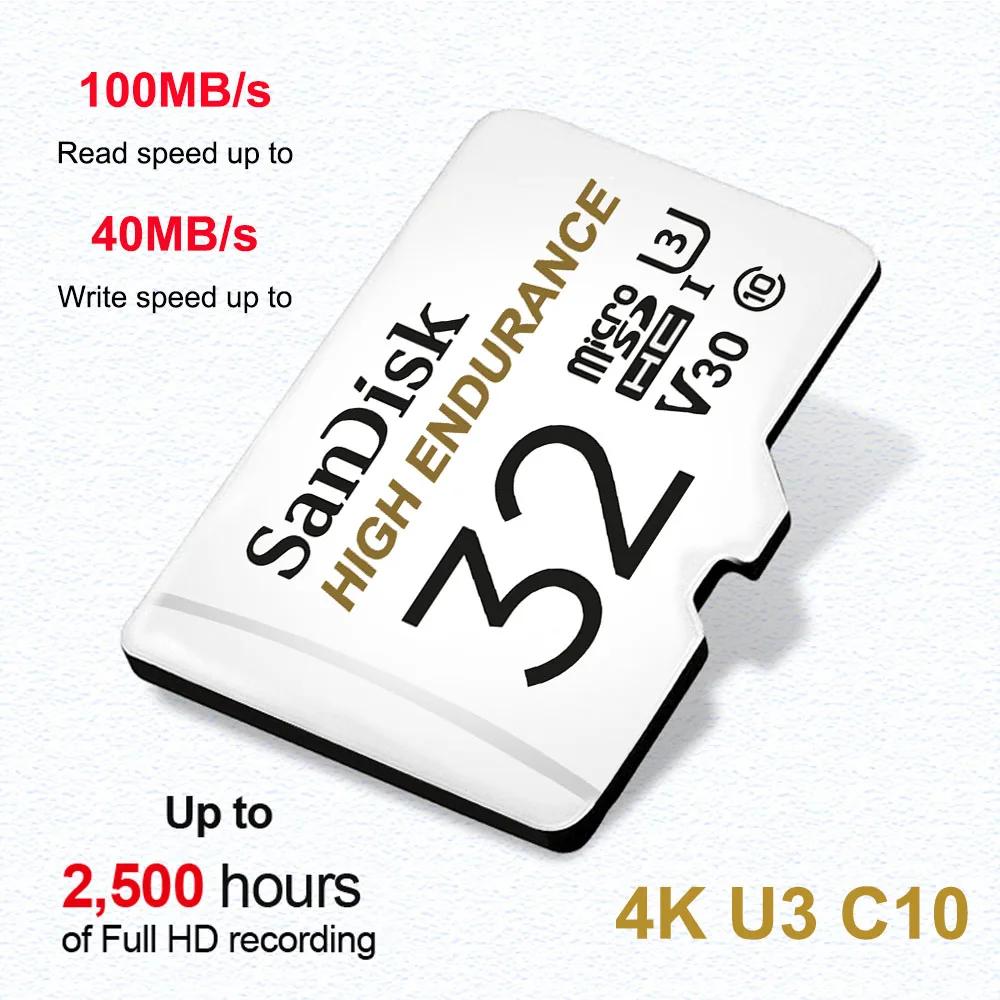 Cartão de memória SanDisk de ALTA ENDURANÇA Micro SD 32GB 64GB 128GB 256GB Classe 10 UHS-1 V30 U3 4K MicroSD TF Trans Flash Mikro Card - Image 1