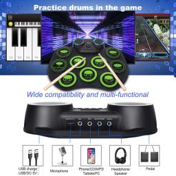 Midi bateria eletrônica instrumento musical almofada de silicone percussão bateria eletrônica portátil elektronische trommel tambor módulo - Image 6