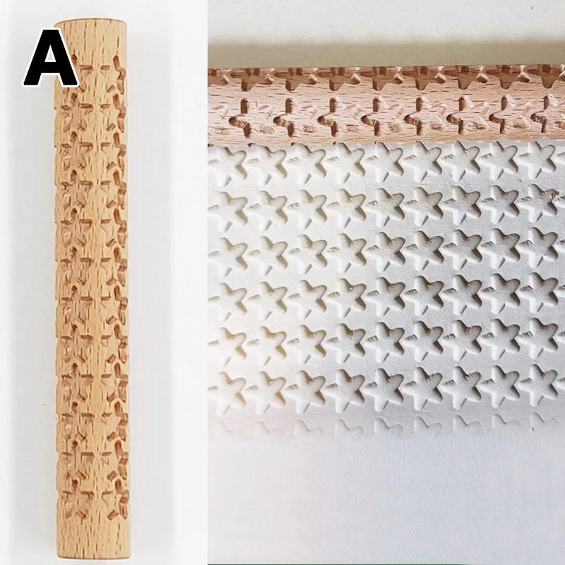 Textura de madeira rolo rolo de lama relevos cerâmica cerâmica arte em relevo haste padrão flor diy argila artesanato ferramenta - Image 1