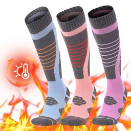 Inverno meias de esqui térmicas ciclismo futebol snowboard meias tubo alto para mulheres esqui ao ar livre ciclismo correndo caminhadas - Image 3