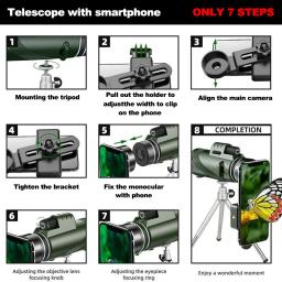 Mini Poderoso Telescópio Zoom Portátil, Dobrável De Longa Distância, Esportes De Caça, Acampamento Ao Ar Livre, Viagem, 5000m, 80x100, HD - Image 6