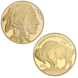 Estados Unidos da América Buffalo Coin Banhado A Ouro Moeda Comemorativa Indiana Arte Criativa Lembrança Presente para Coleção Home Decor - Image 1