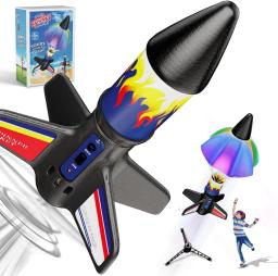 Lançador de foguetes elétricos para crianças, exploração espacial, foguete com paraquedas, kit de foguete modelo ao ar livre para crianças, novo - Image 1