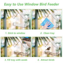 Alimentador de pássaros selvagem janela transparente ao ar livre, Ventosas removíveis, Sliding Automatic Birds Feed Tray para Jardim Pátio e Quintal - Image 6