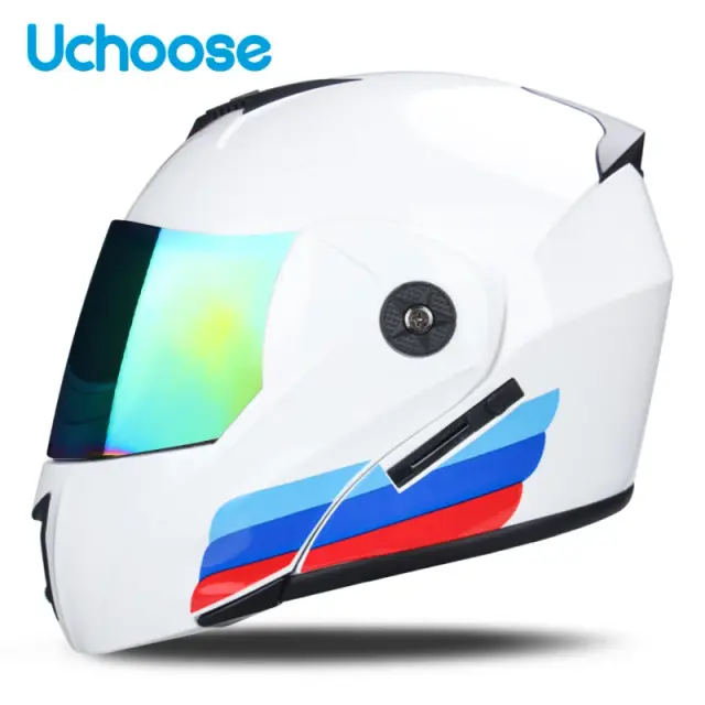 Capacete Modular Unissex Racing Motobiker com Lente Dupla para Segurança e Conforto em Motocicletas 2021