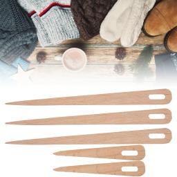 Agulhas De Tricô De Olho Grande De Madeira, Tapeçaria De Tecelagem Artesanato Ferramentas, 5Pcs - Image 1