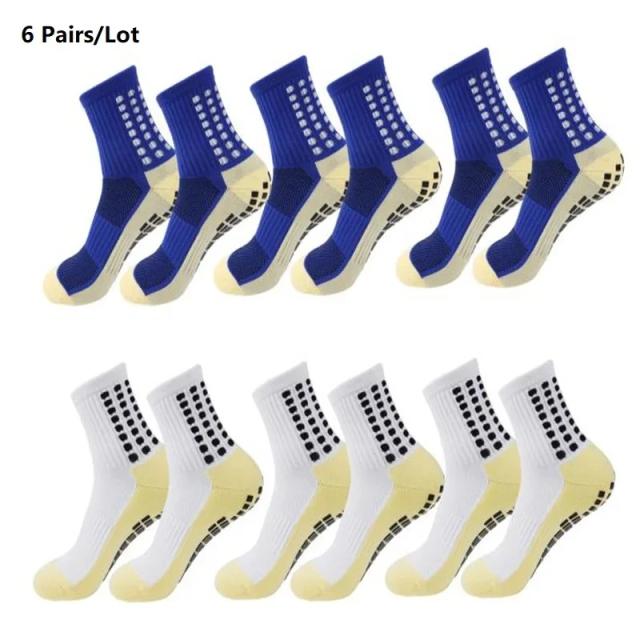 Meias Antiderrapantes de Silicone Respirável para Esportes - 6 Pares para Futebol, Rugby, Tênis, Voleibol e Ioga