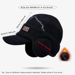 Gorros masculinos com viseira para o calor, protetores de orelha de malha de inverno, forrado de lã grossa, boné de beisebol de esqui, inverno, equitação ao ar livre - Image 6
