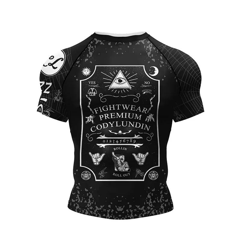 MMA camiseta e shorts conjunto para homens, boxe Rash Guard, ginásio esporte camisas, luta brasileira, crânio, jiu jitsu, MMA Rash Guard - Image 1