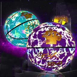 Basquete reflexivo holográfico para jovens adultos, bolas luminosas brilhantes, bolas de borracha internas e externas, tamanho 5 a 7, novas - Image 1