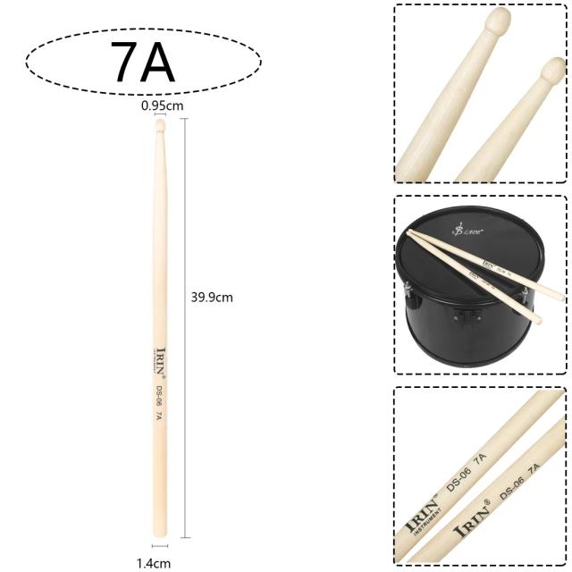 Varas IRIN para Tambor - Acessórios de Percussão em Alta Densidade, Disponíveis em Bege, Tamanhos 5A e 7A