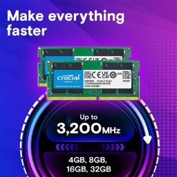 Crucial DDR4 RAM 16GB 32GB 4GB 8GB 3200MHz 2133 2400 2666MHz Memória para laptop SODIMM PC4-25600 21300 19200 17000 para Intel e AMD - Image 3