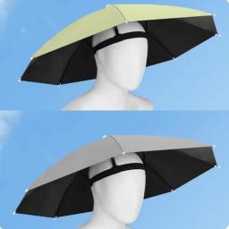 Cabeça vestindo chapéu guarda-chuva dobrável para proteção solar proteção contra chuva pesca esportes ao ar livre ciclismo proteção solar guarda-chuva chapéu - Image 3