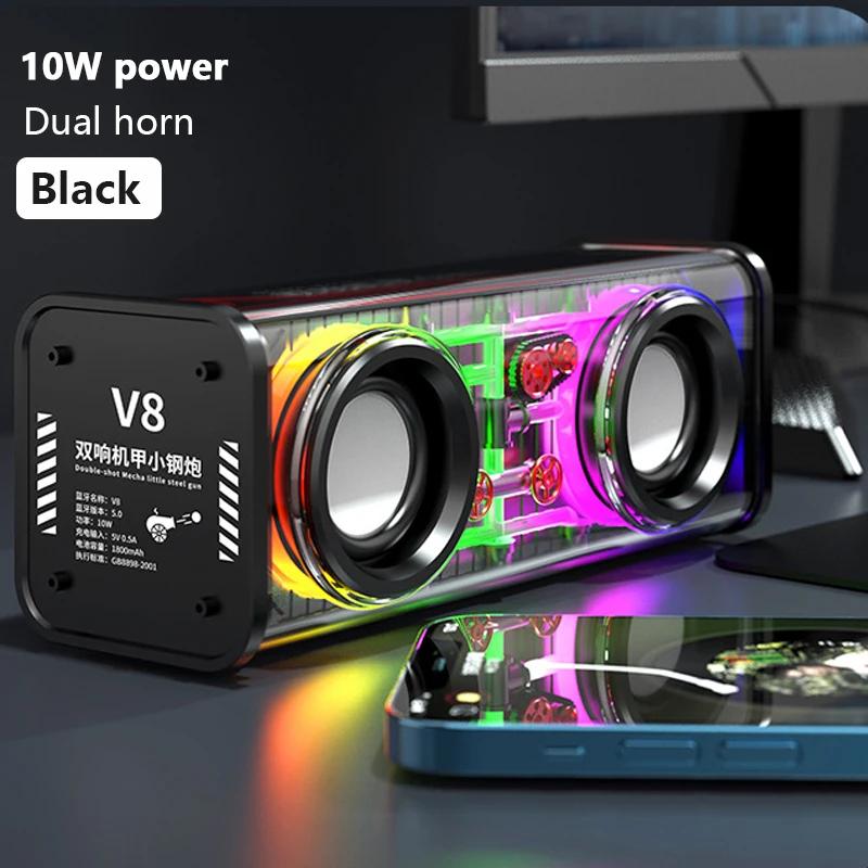 V8 transparente mecha alto-falante, sem fio, bluetooth, som, luz, ritmo, subwoofer, tss, estéreo, cyberpunk, centro de música, chamada mãos-livres - Image 1
