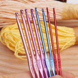 Alumínio Knitting Agulhas com Metal Handle, colorido Crochet Gancho, única cabeça, Yarn Crafts, DIY Vestuário, 8pcs - Image 3