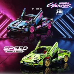 Blocos de construção Super Racing Car Pull Back criativo, modelo técnico do veículo, tijolos de construção DIY, brinquedos para meninos, presentes, 586pcs - Image 1