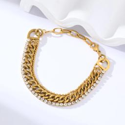 GANEMLY-Pulseira de Zircão Multicamada em Aço Inoxidável para Homens e Mulheres, Nova Corrente de Pulso Impermeável Do Punk - Image 6