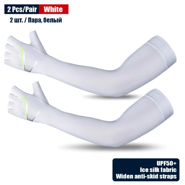 Manga de Braço de Refrigeração em Seda Gelo - Conjunto com Punhos Anti-UV para Ciclismo, Corrida, Basquete, Caminhadas e Pesca