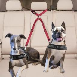 Cinto de segurança Double Dog Restraint, No Tangle Dog Leash, Dever ajustável, Elastic Puppy Lead, Arnês em viagens de veículos para 2 cães - Image 2