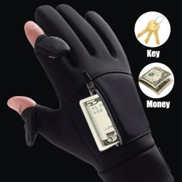 Inverno luvas quentes flip over expor dois dedos luvas à prova dwindproof água à prova de vento tela toque ciclismo esqui pesca luvas - Image 2