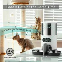 Alimentador de cronometragem para gatos, aplicativo inteligente, alimentador de gato com refeição dupla, dispensador automático de comida para cães de estimação, adequado para cães e gatos pequenos, alimentação remota - Image 4